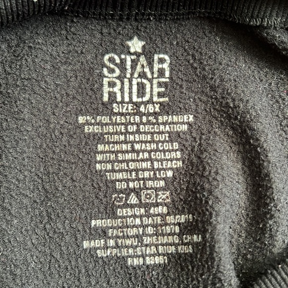 STAR RIDE | Girls Black Winter Leggings | Size: 4/6x - Picture 4 of 4